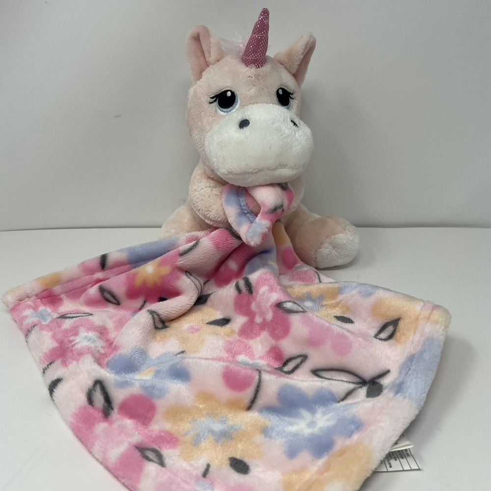 Little‎ Beginnings Unicorn Lovey Plush Security Blanket Pink Stuffed Toy Floral